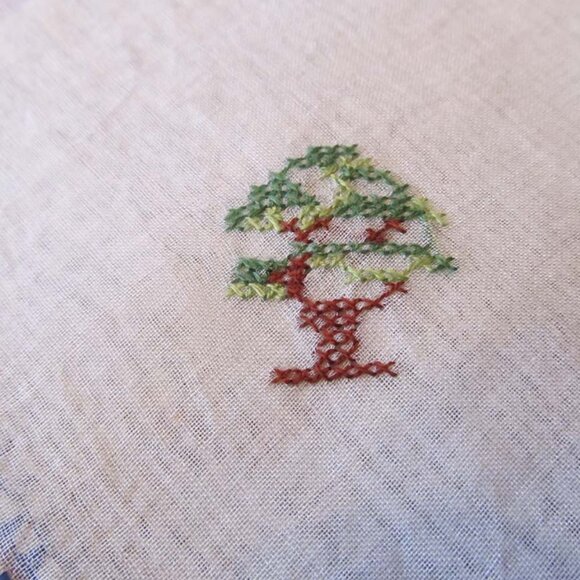 Vintage Chinese Embroidered Tablecloth & 4 Napkin Set - Linen from Asia - Picture 5 of 12